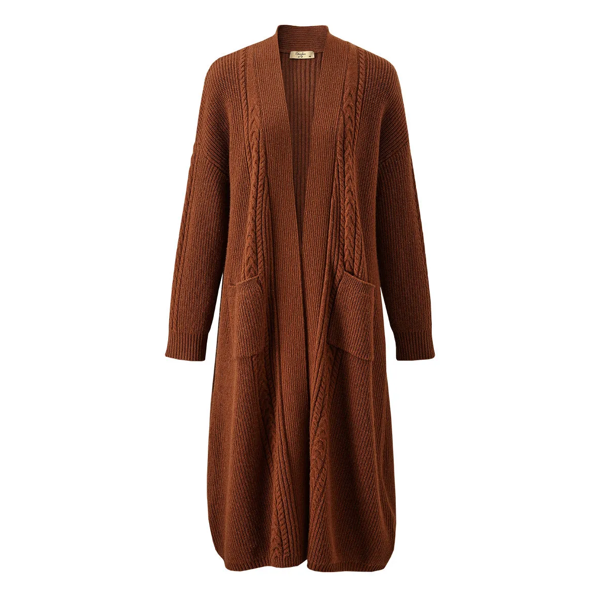 100% Wool Cardigan Cozy Long Knit Coats with Pockets