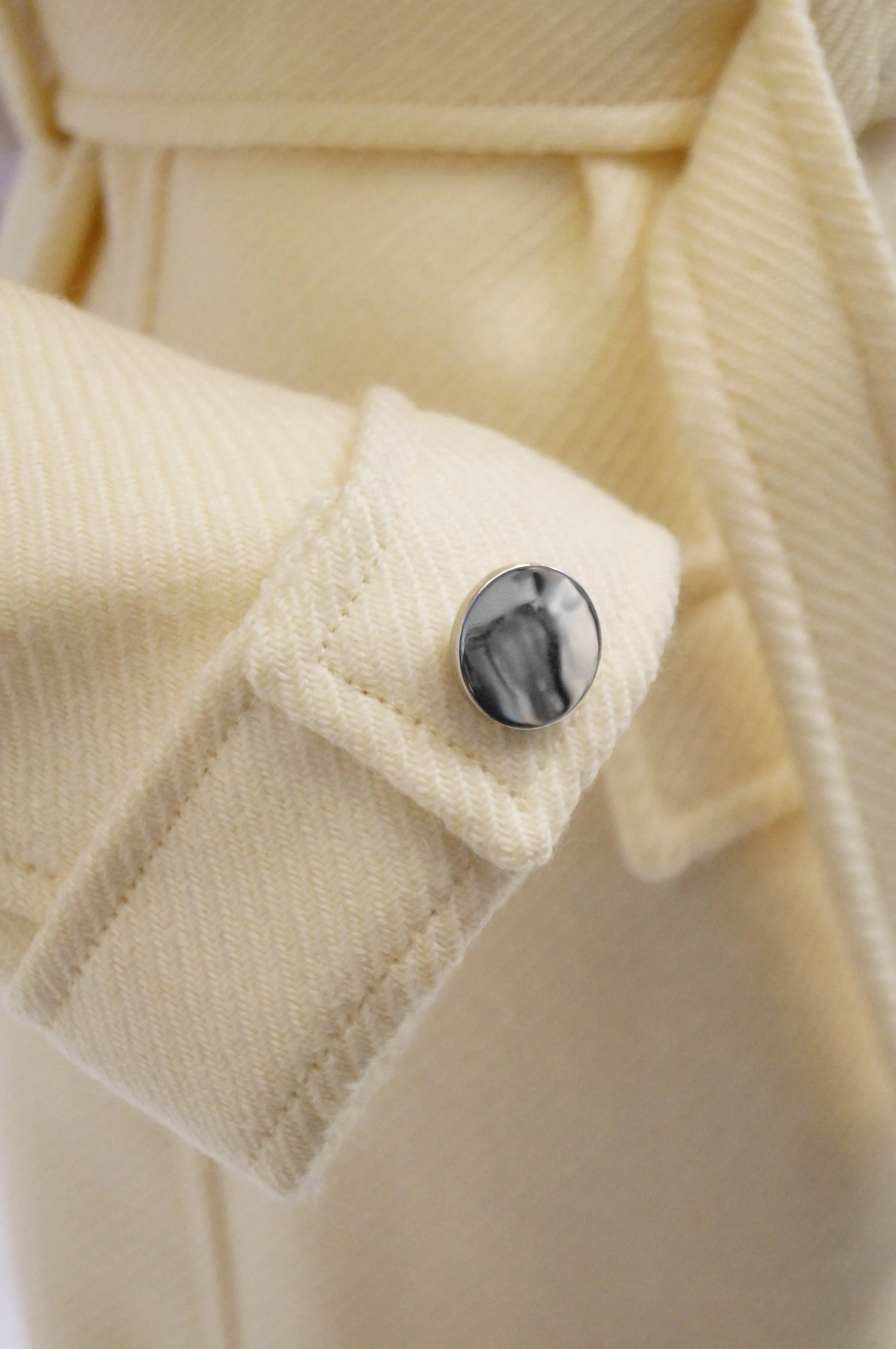 1960s Courreges Hyperbole Cream Wool Coat with Accent Zippers and Buttons