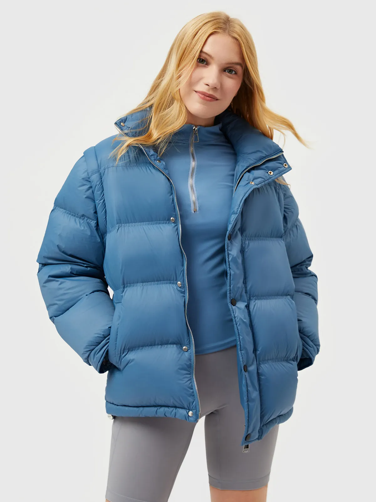 2 Ways to Wear Down Puffer Jacket With Removable Sleeves