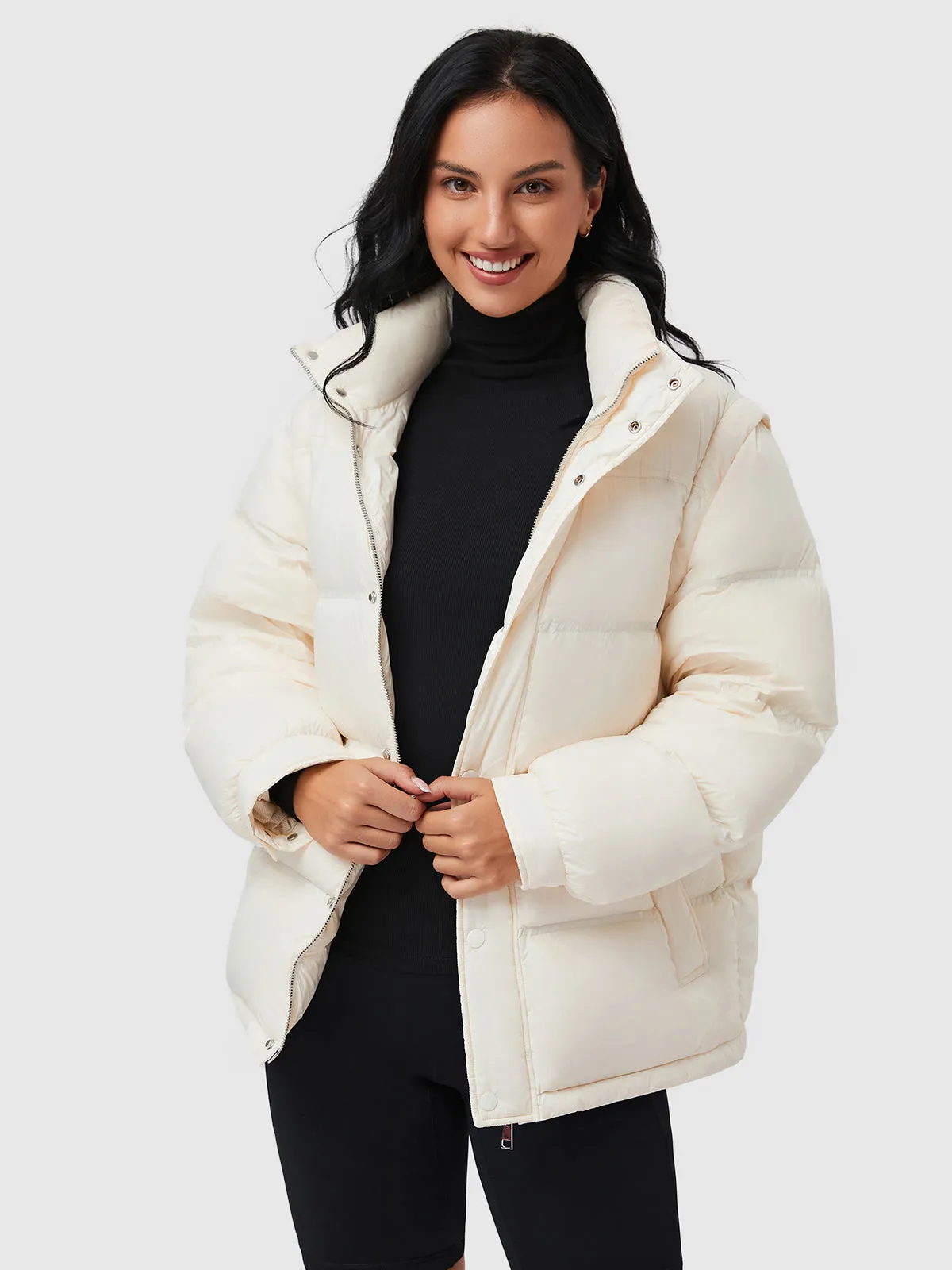 2 Ways to Wear Down Puffer Jacket With Removable Sleeves