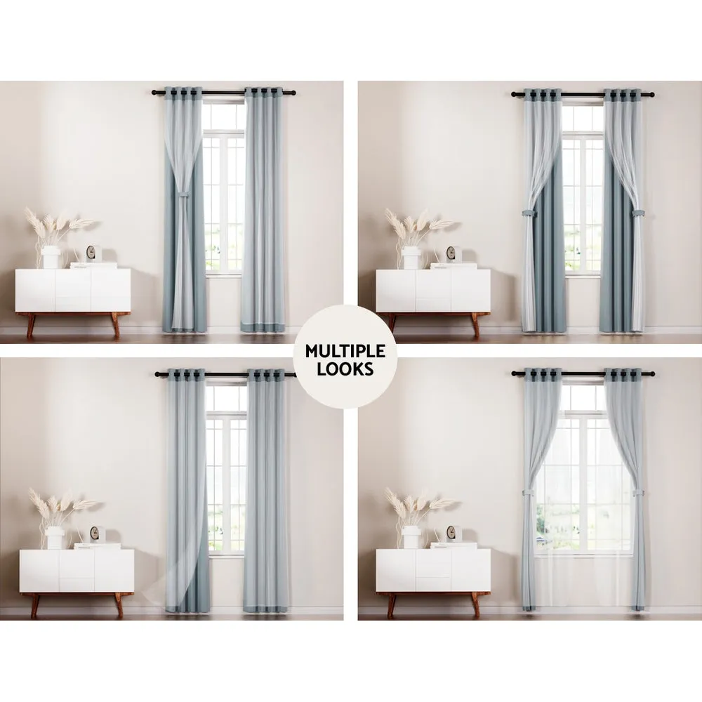 2X Thermal Blockout Sheer Curtains with Tiebacks, Artiss