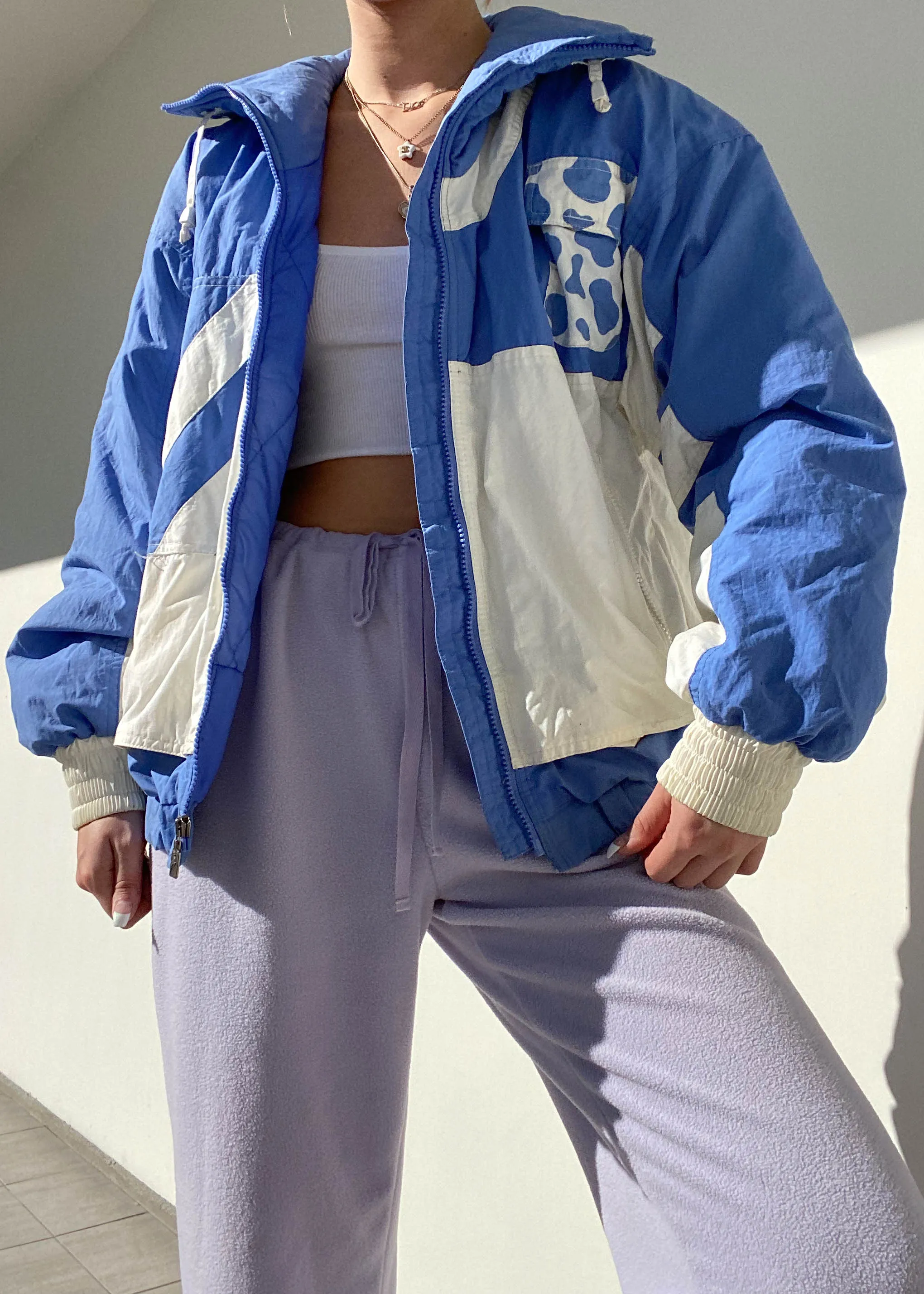 80's Blue & White Puffer Jacket (M)