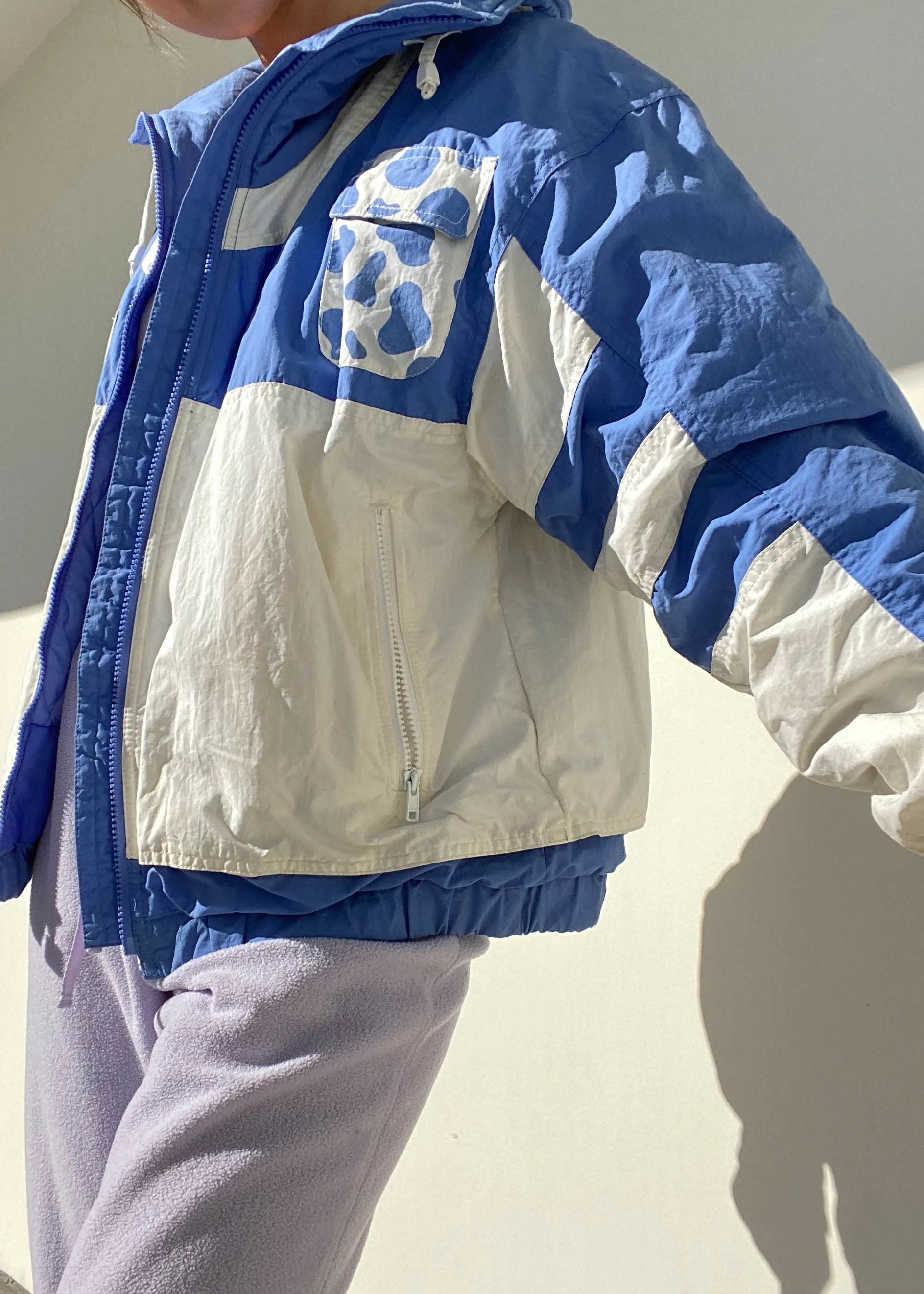 80's Blue & White Puffer Jacket (M)