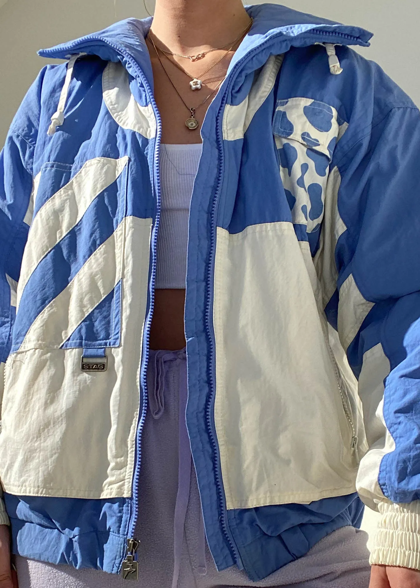 80's Blue & White Puffer Jacket (M)