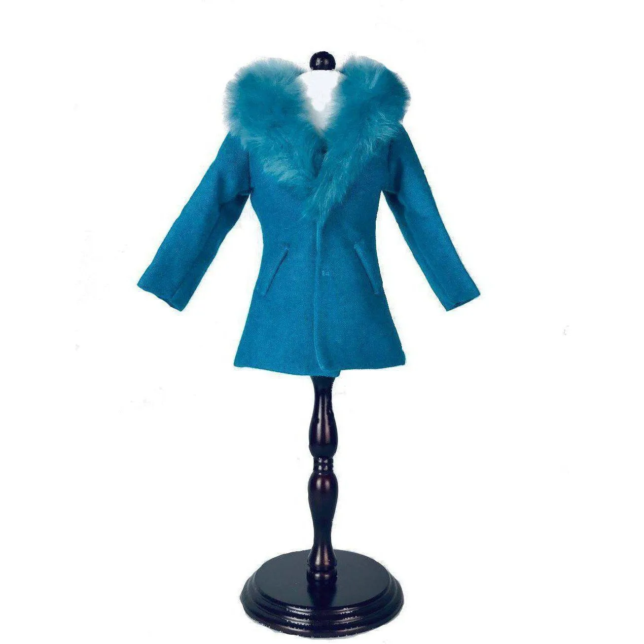 A Girl for All Time: Blue Furry Coat and Hat for 16 inch British dolls