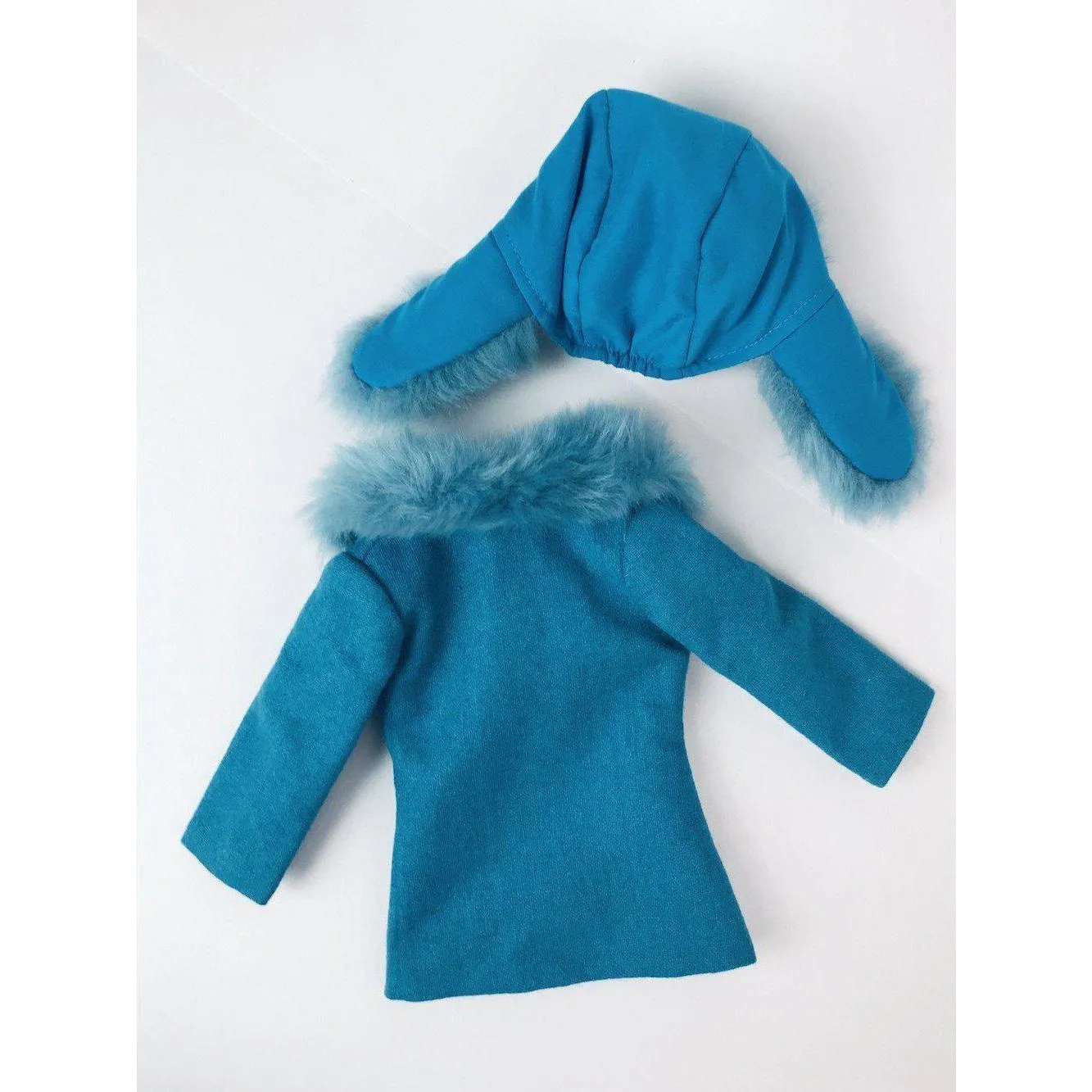 A Girl for All Time: Blue Furry Coat and Hat for 16 inch British dolls