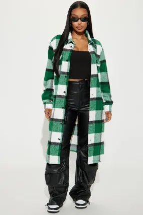 About Her Business Plaid Coat - Green