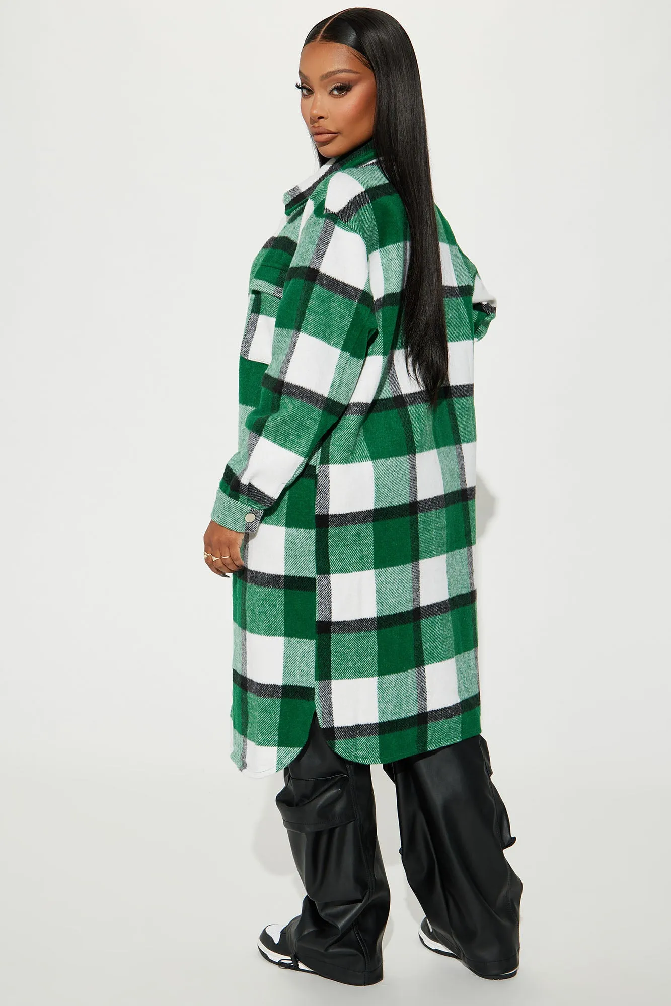 About Her Business Plaid Coat - Green