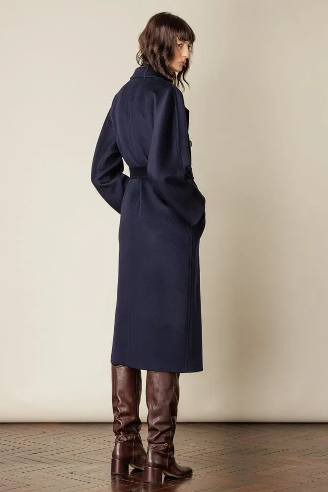 Adriana Wrap Coat - Navy Wool