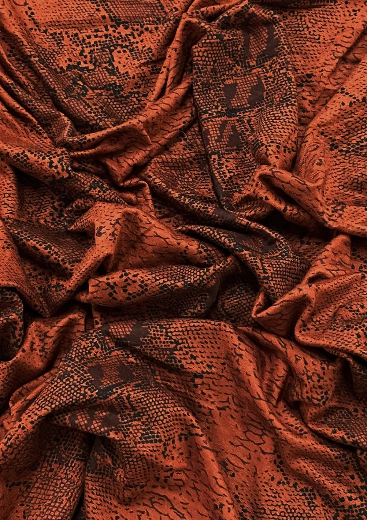 Animal Print Fabric Viscose Jersey Snake Skin Pattern 2-Way Stretch 62" Wide - Rust