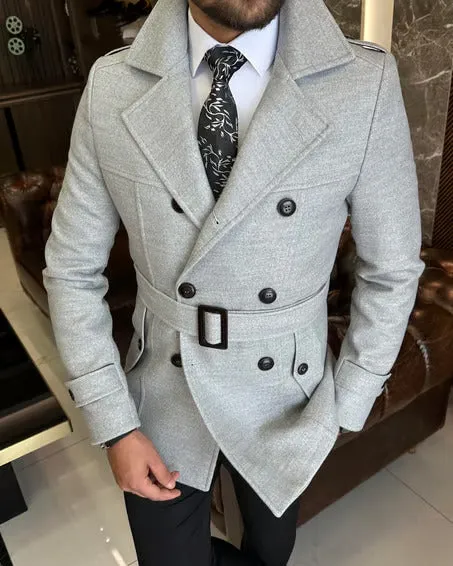 Arctic Ash Grey Double Breasted Coat by Italian Vega®