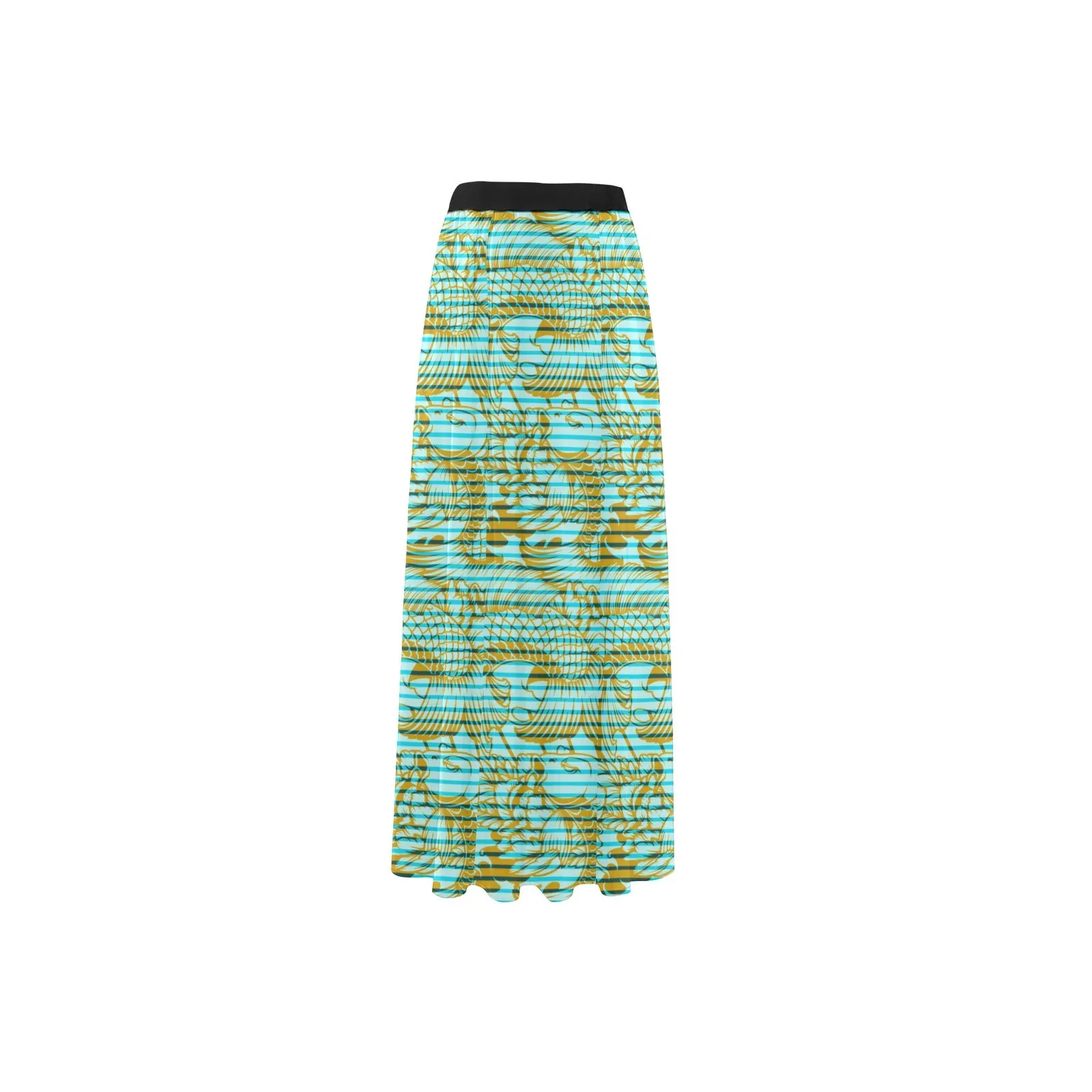 asian fish print High Slit Long Beach Dress (Model S40)