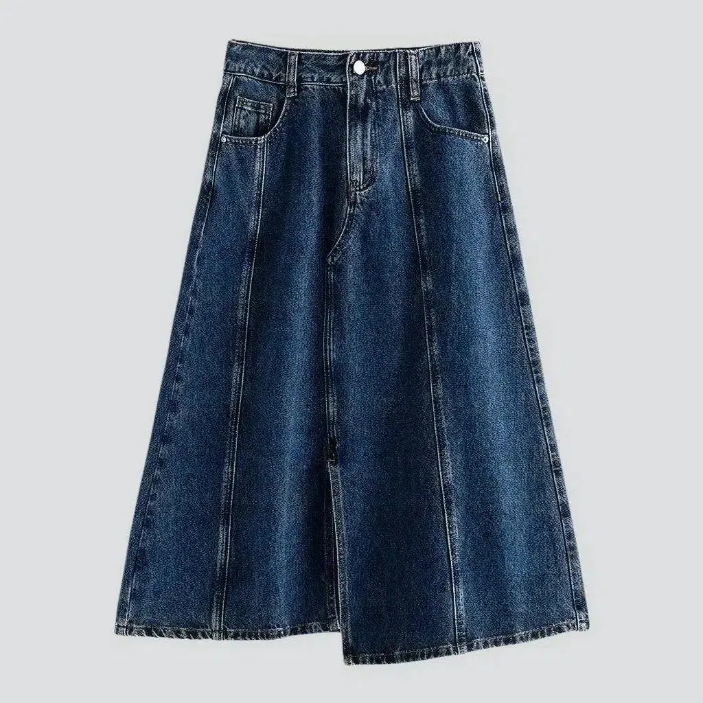 Asymmetric high-waist denim skirt
 for women