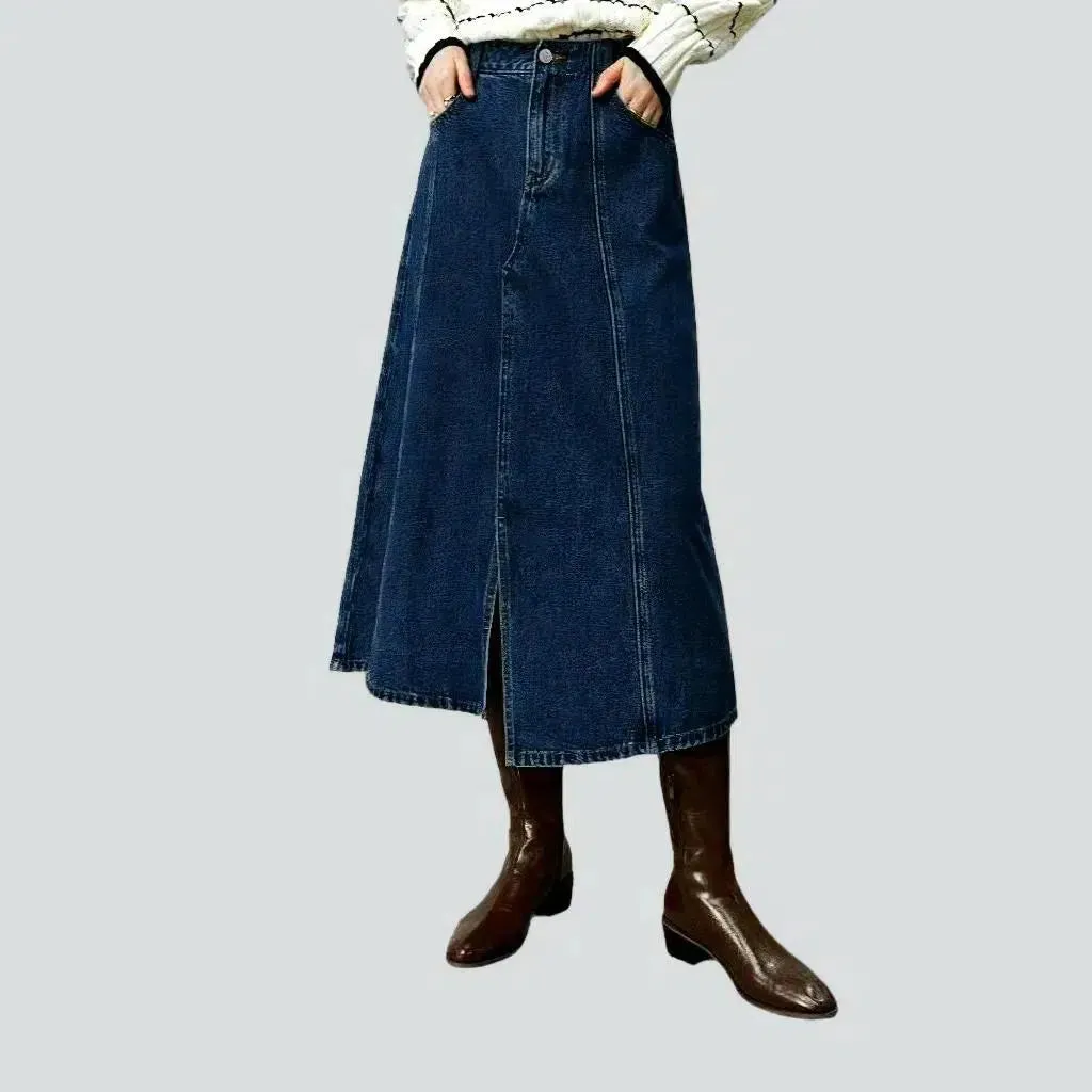 Asymmetric high-waist denim skirt
 for women