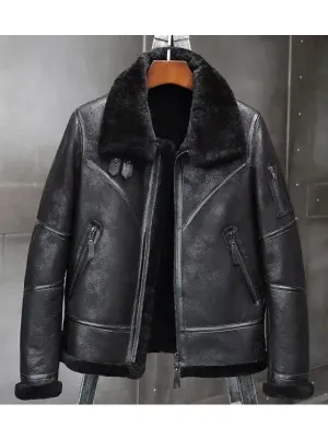 Aviator Winter Coat Fur Bomber Leather Jacket