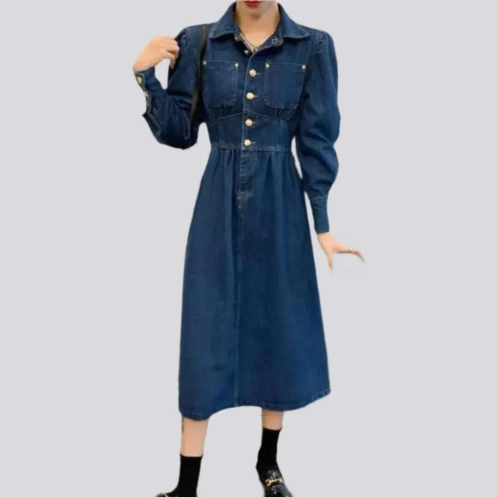 Bell-shaped 90s denim dress