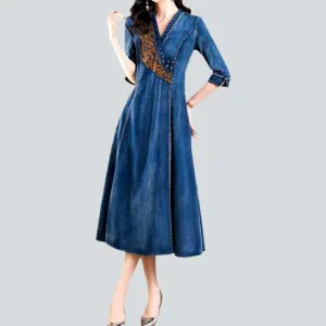 Bell-shaped vintage denim dress