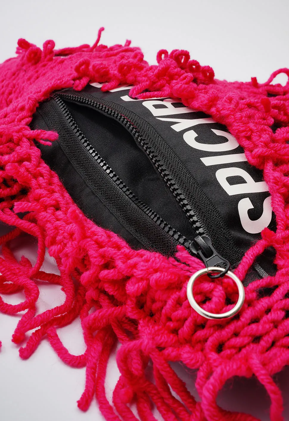 Black | Fuchsia Semi-Wool Coat | Spooky Bear Bag