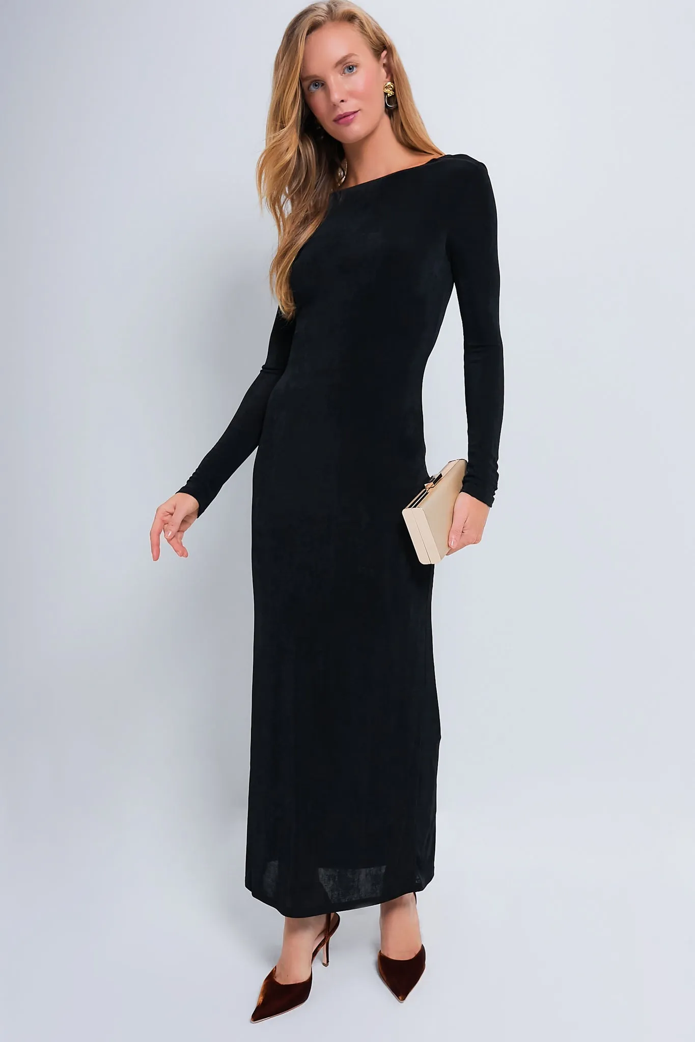 Black Luna Long Sleeve Maxi Dress