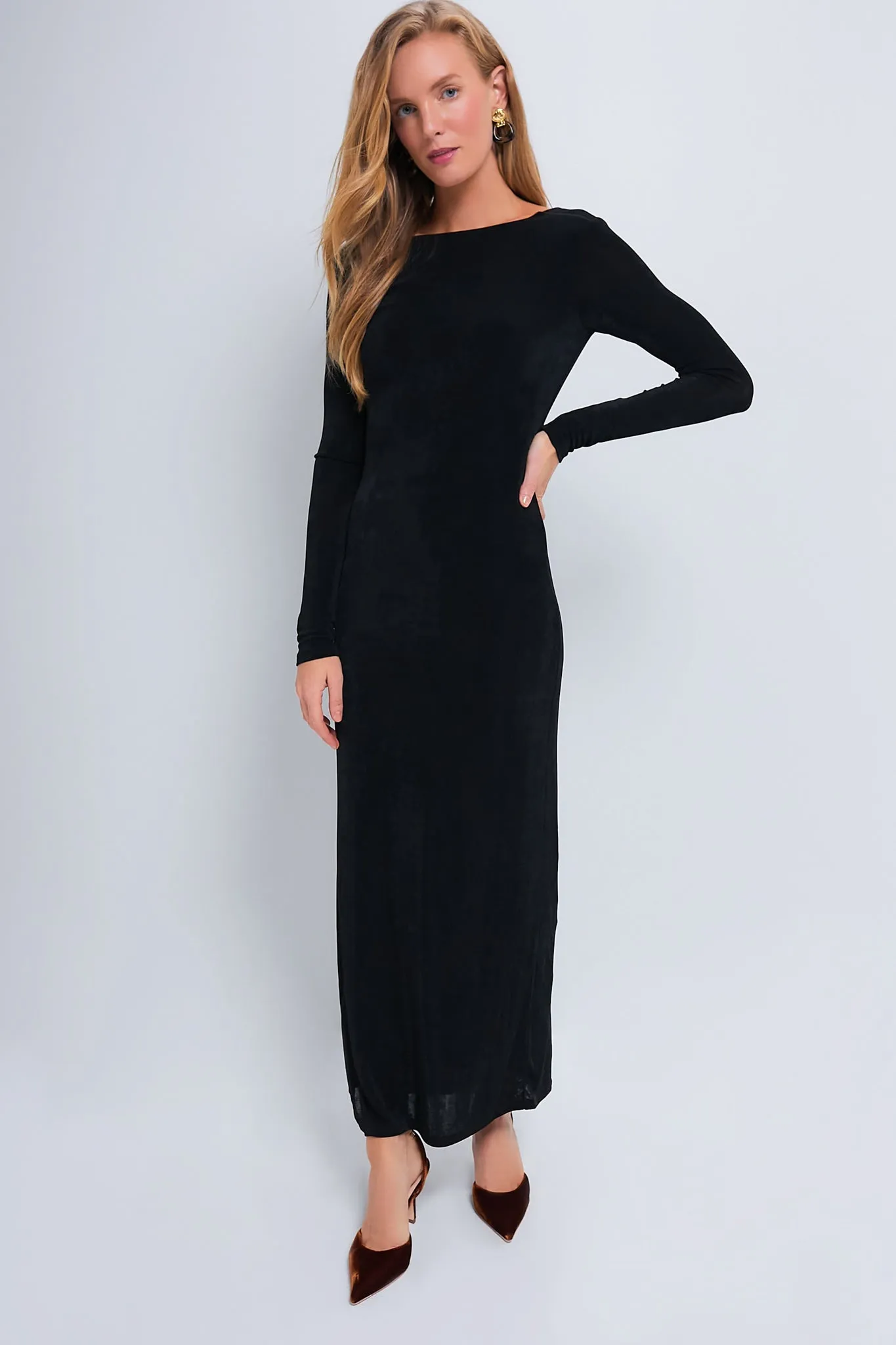 Black Luna Long Sleeve Maxi Dress