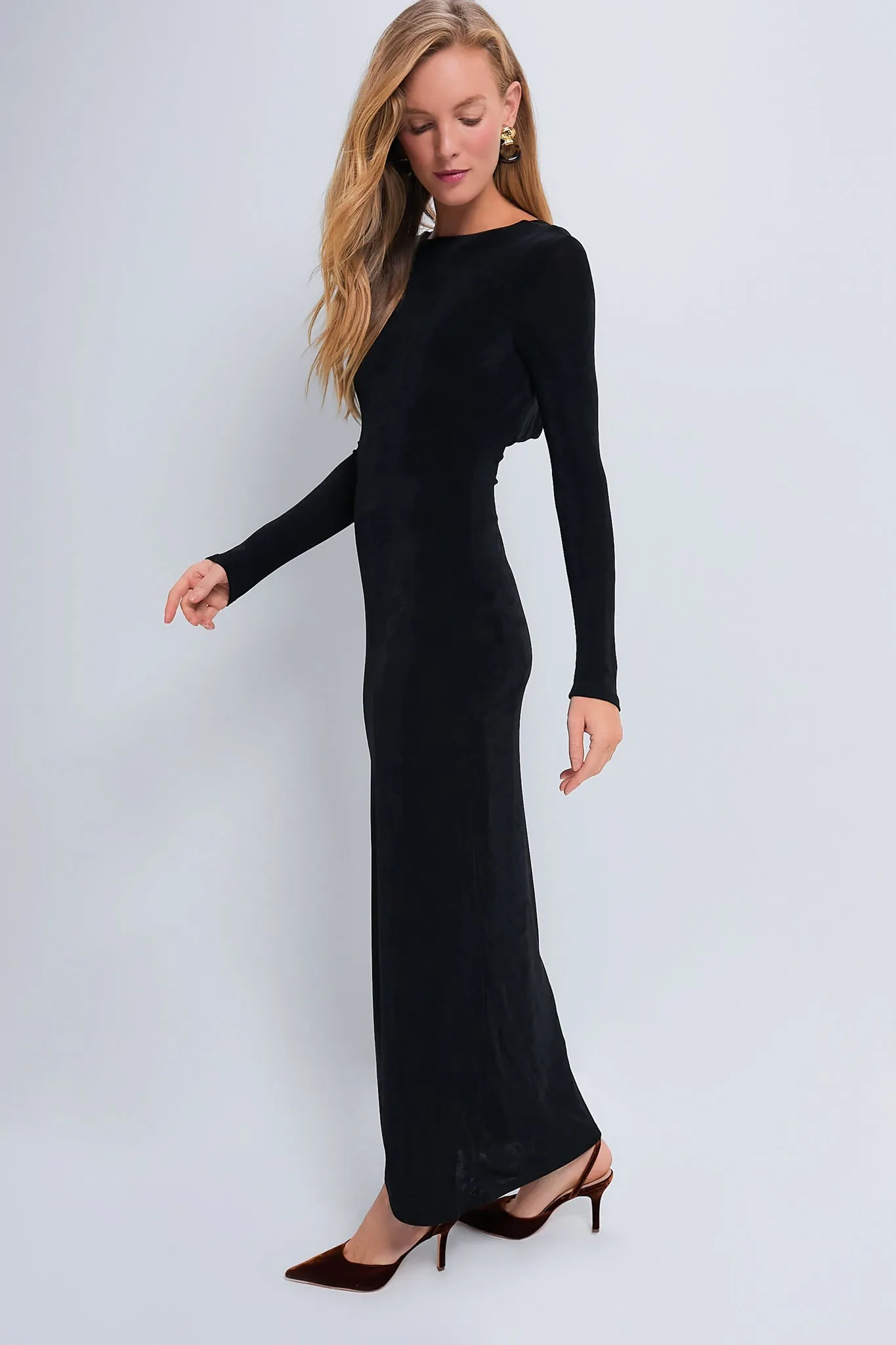 Black Luna Long Sleeve Maxi Dress