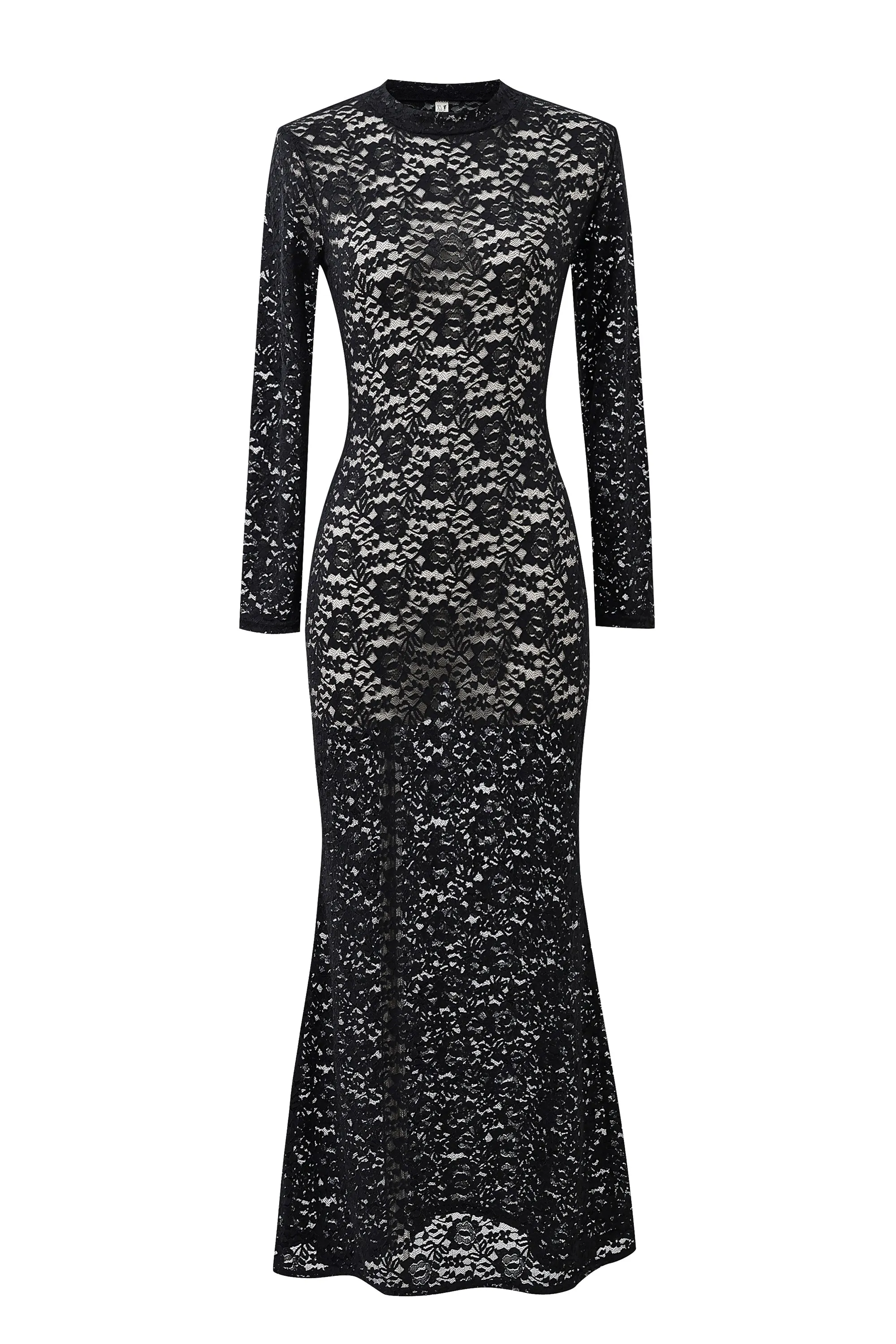 Black Rose Lace Long Sleeve Dress