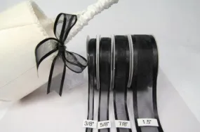 Black Sheer Ribbon w/ Satin Edge | 3/8"