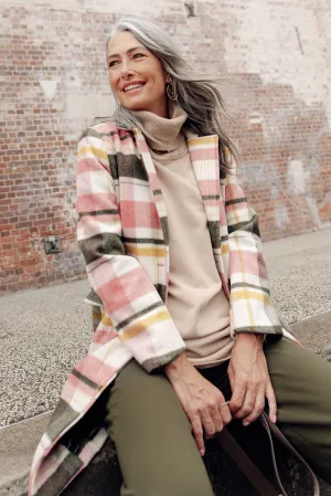 Blanche Blush Check Coat