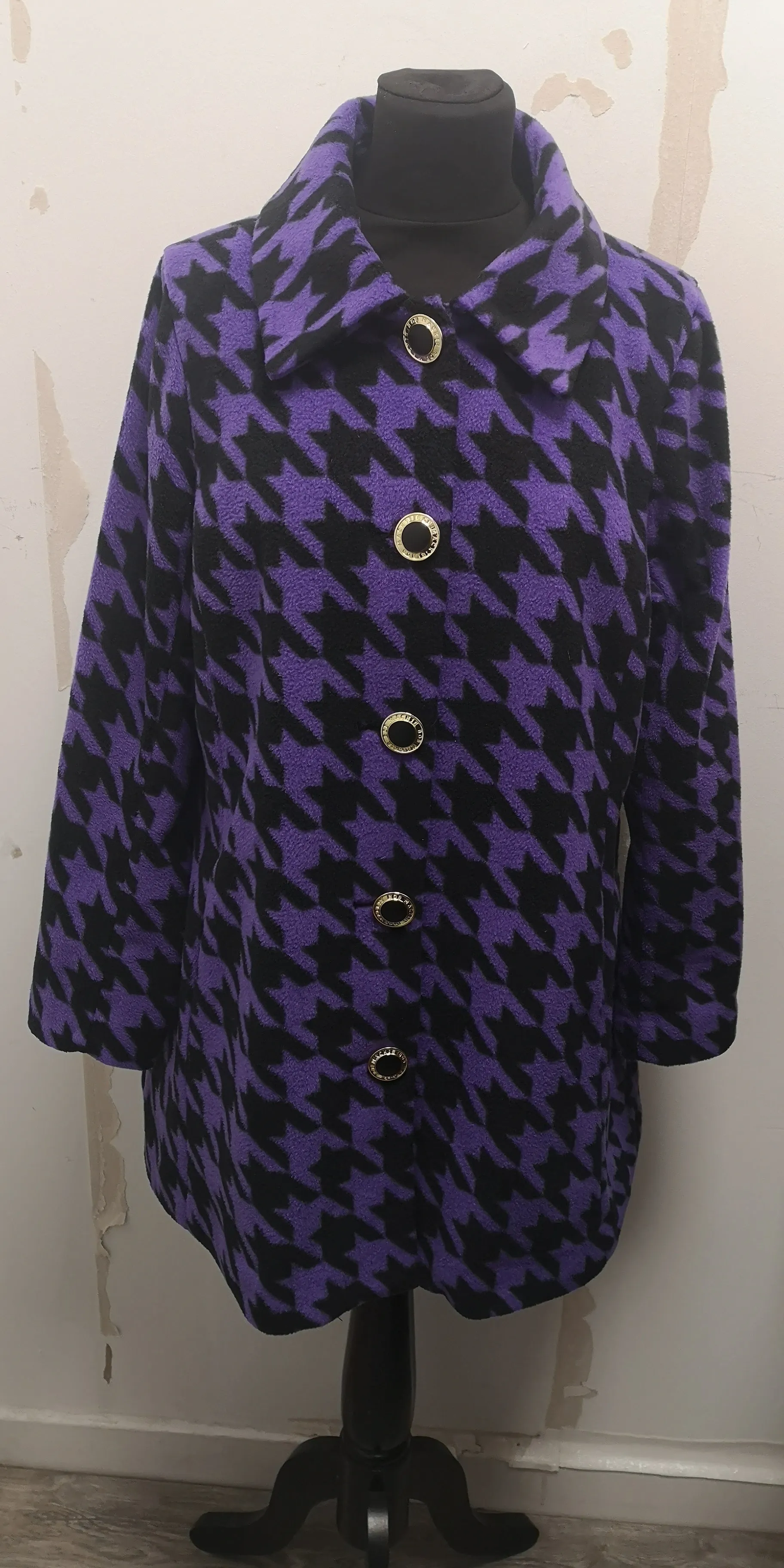 Bob Mackie Purple & Black Wool Coat Size 12