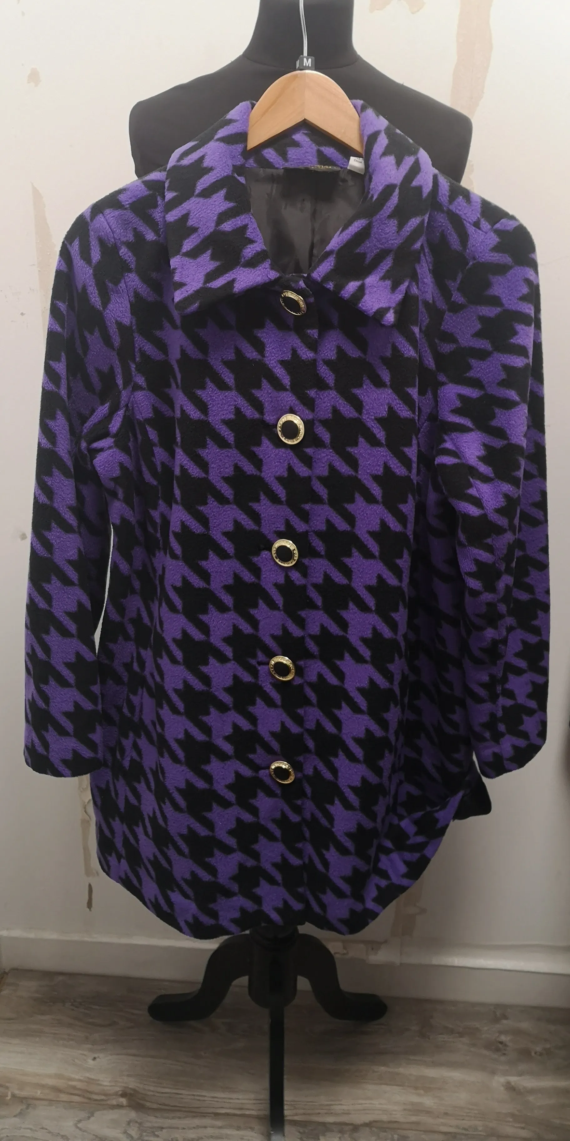 Bob Mackie Purple & Black Wool Coat Size 12