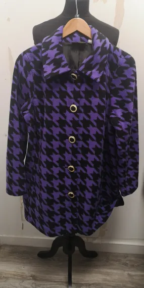 Bob Mackie Purple & Black Wool Coat Size 12