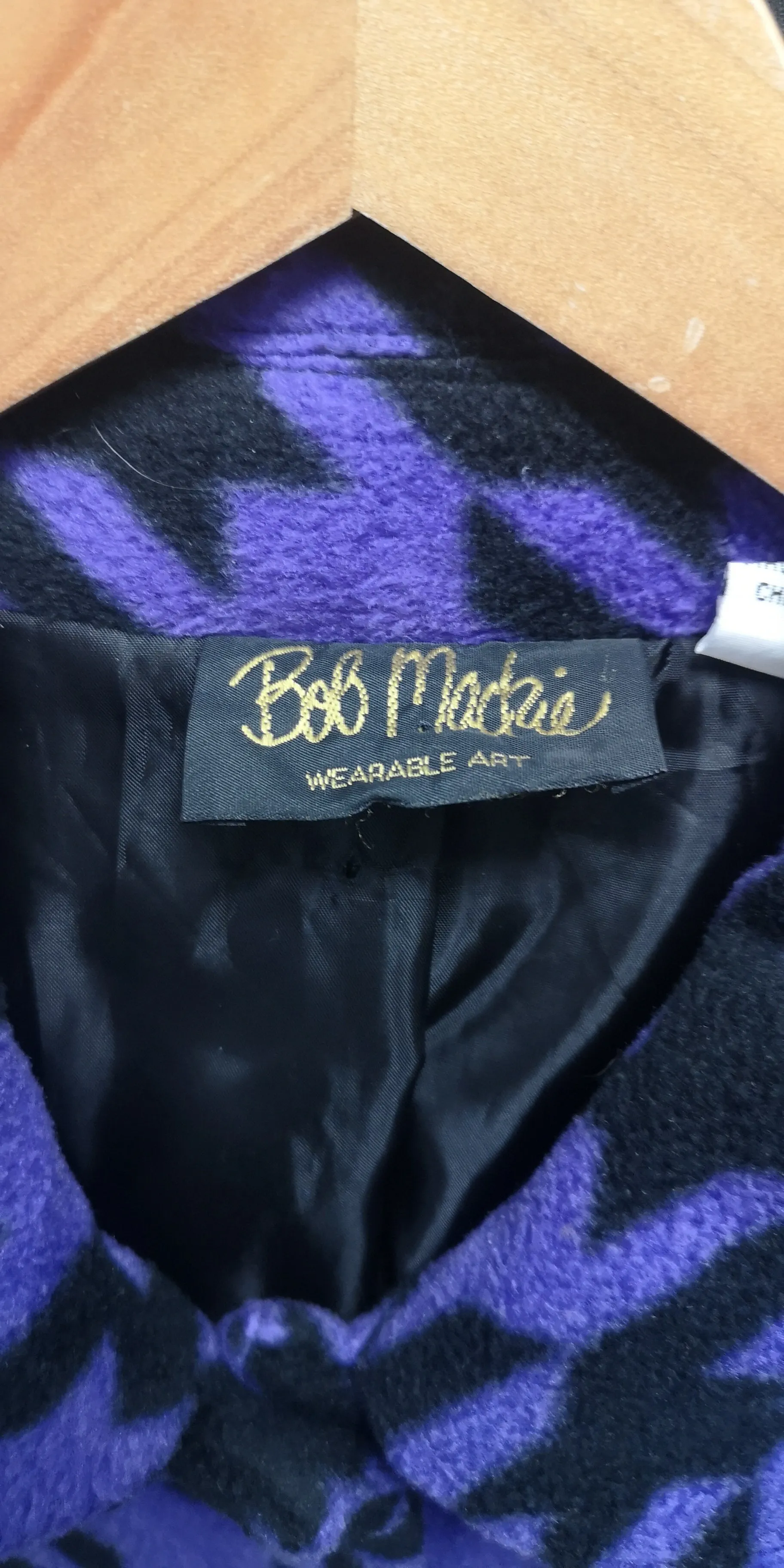 Bob Mackie Purple & Black Wool Coat Size 12