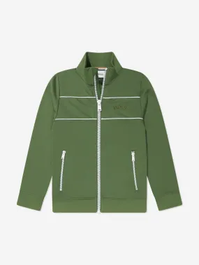 BOSS Boys Zip Up Track Jacket in Green