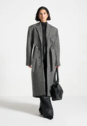 Boxy Wool Belted Coat - Grey