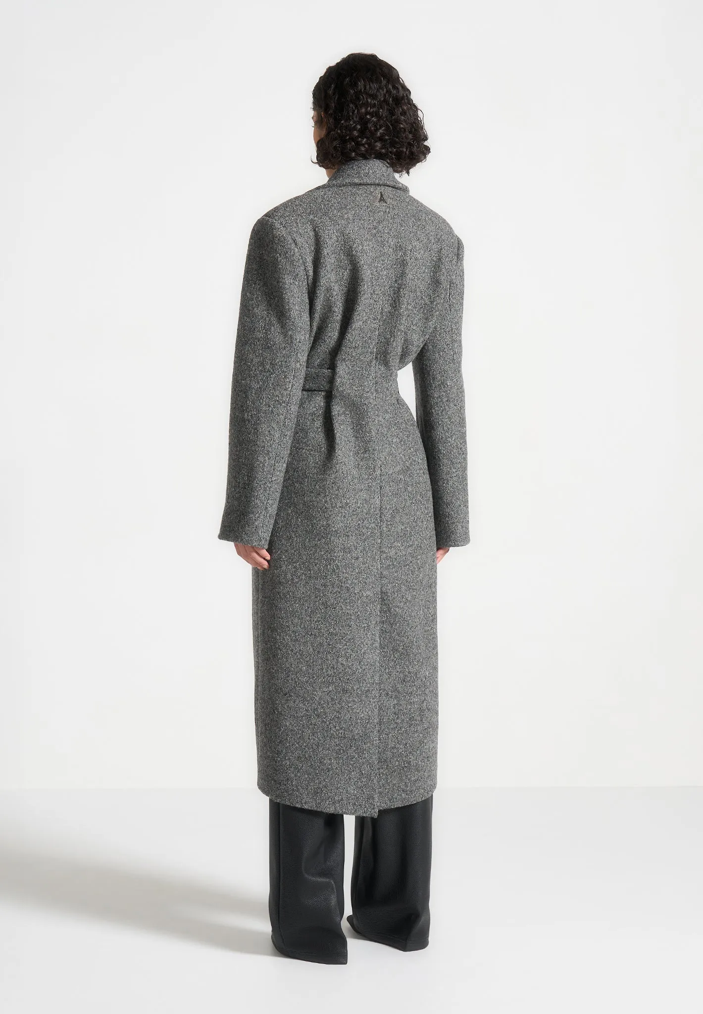 Boxy Wool Belted Coat - Grey