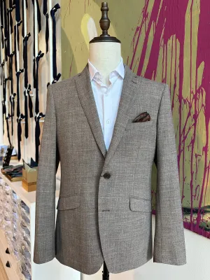 Brown Linen Blend Premium Suit Coat