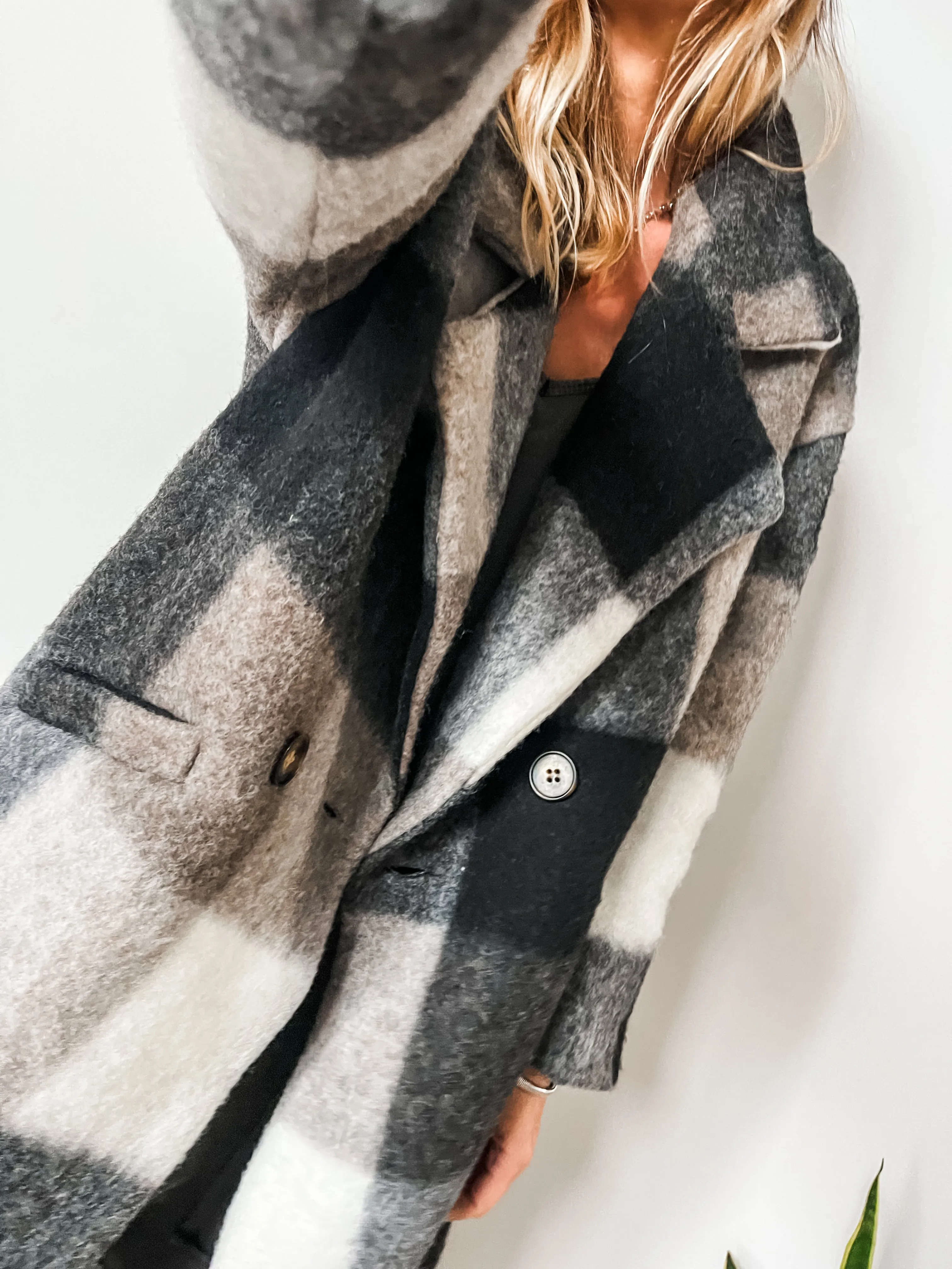 Checked Wool Coat