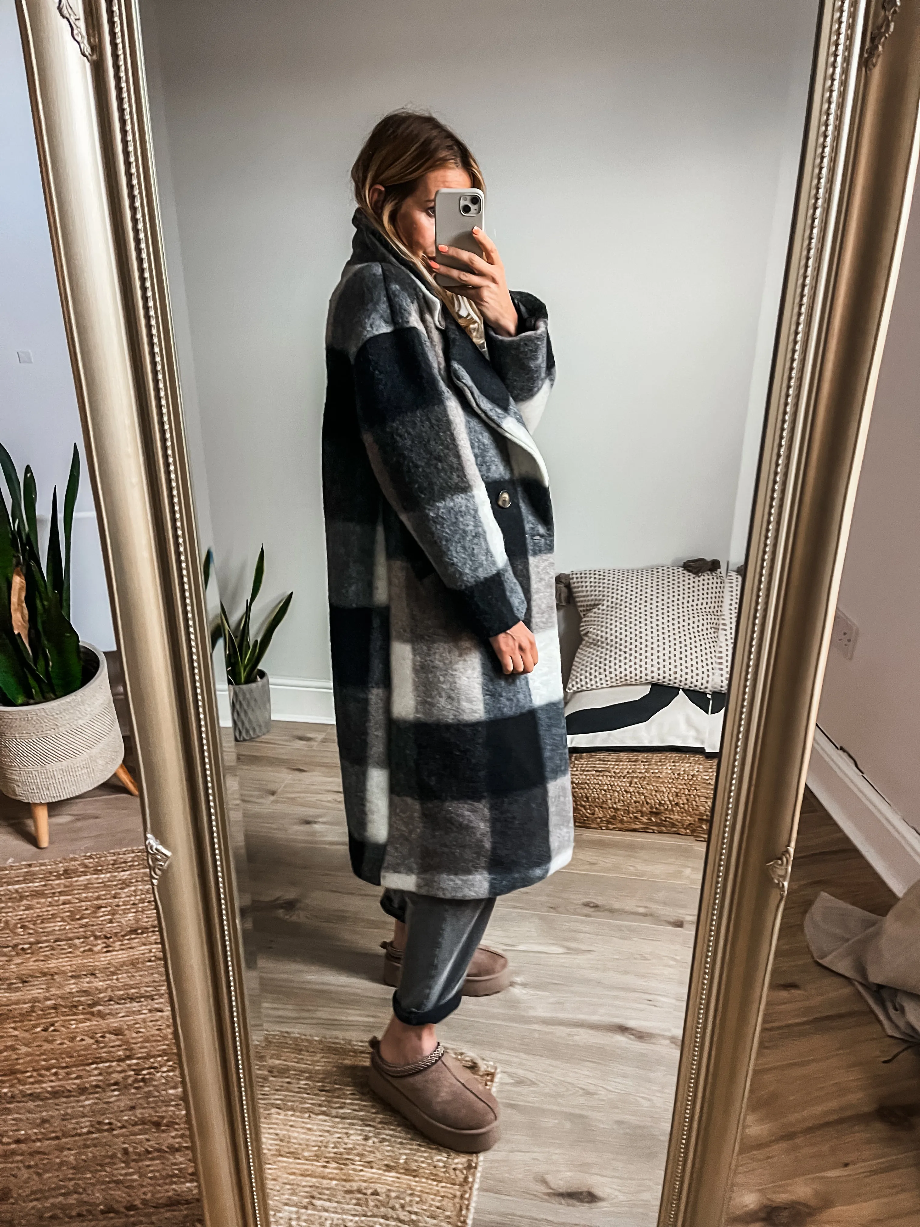 Checked Wool Coat