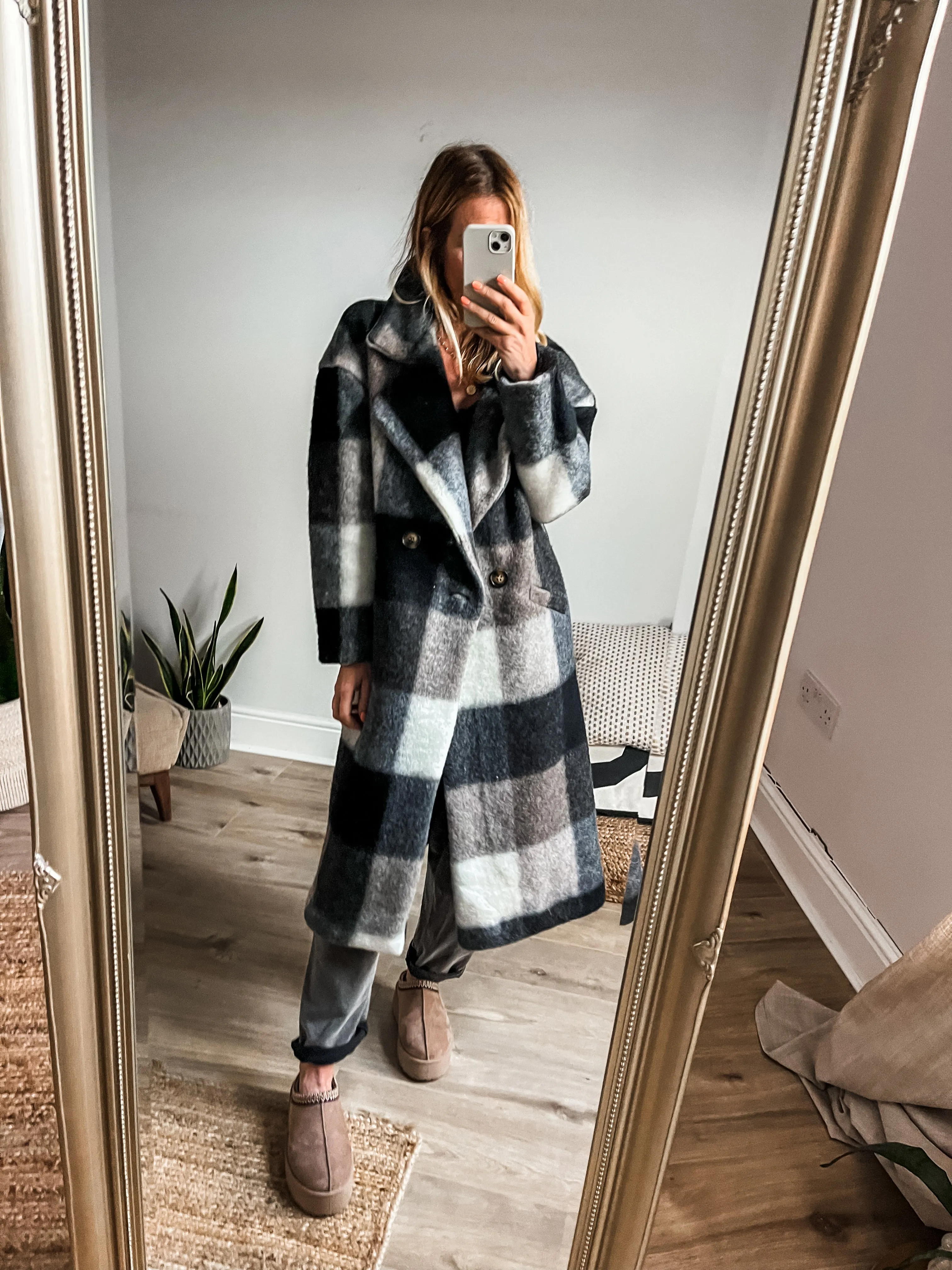 Checked Wool Coat