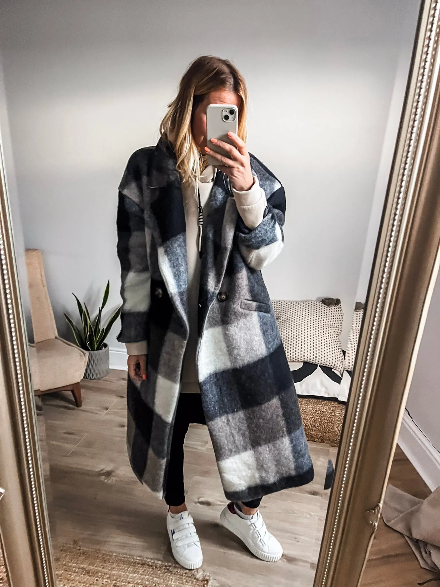 Checked Wool Coat