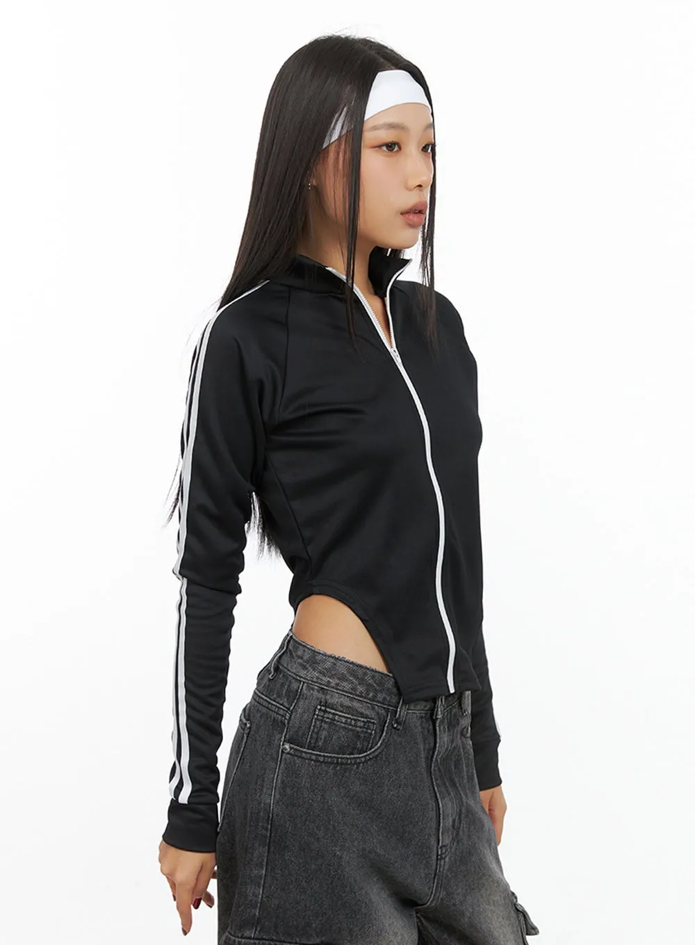 Chic Polyester Track Zip-Up Jacket IS427