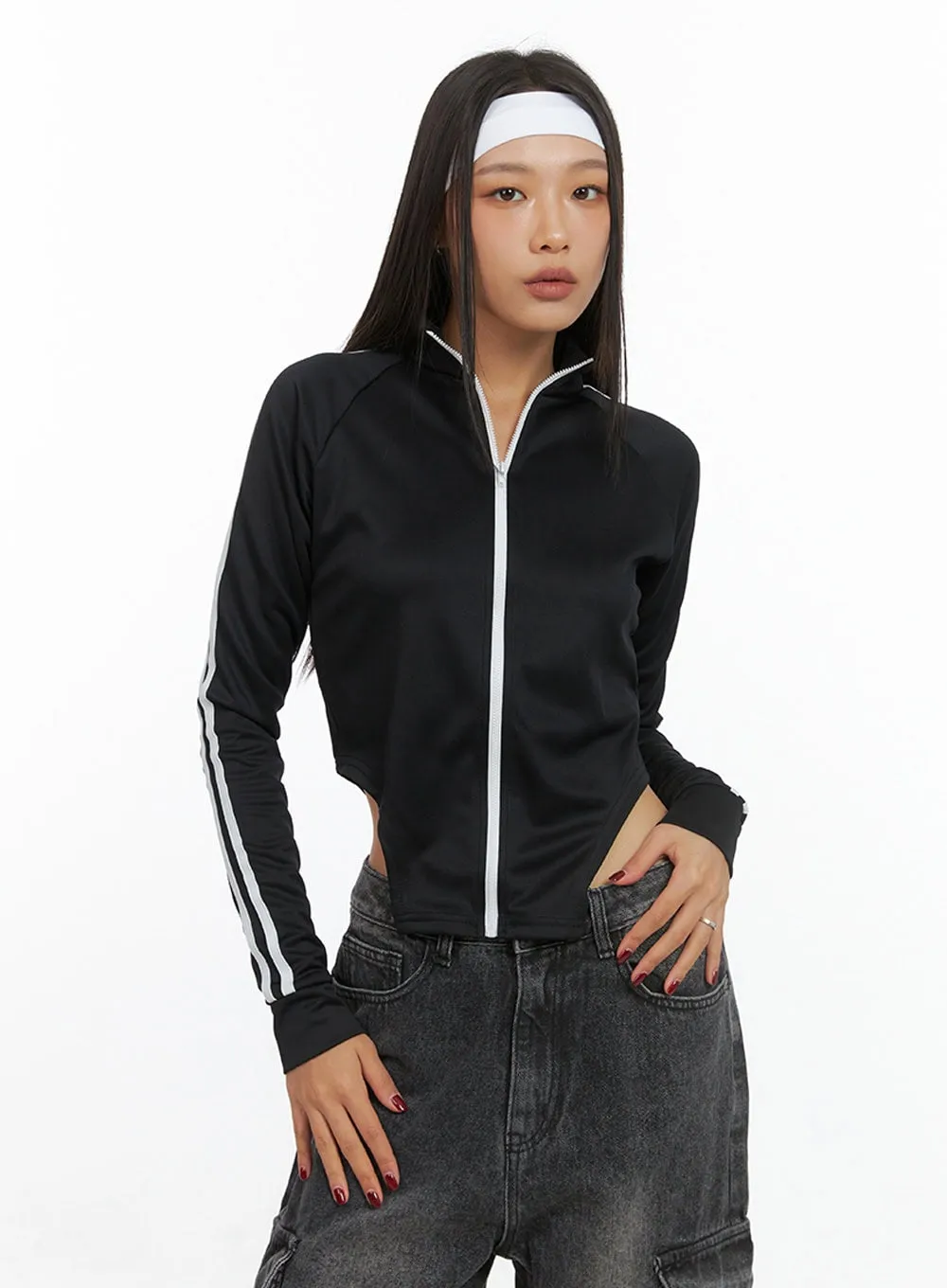 Chic Polyester Track Zip-Up Jacket IS427