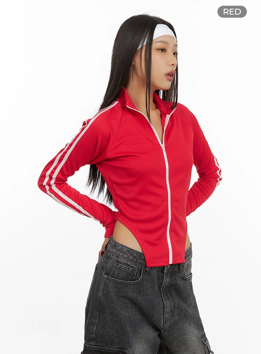 Chic Polyester Track Zip-Up Jacket IS427