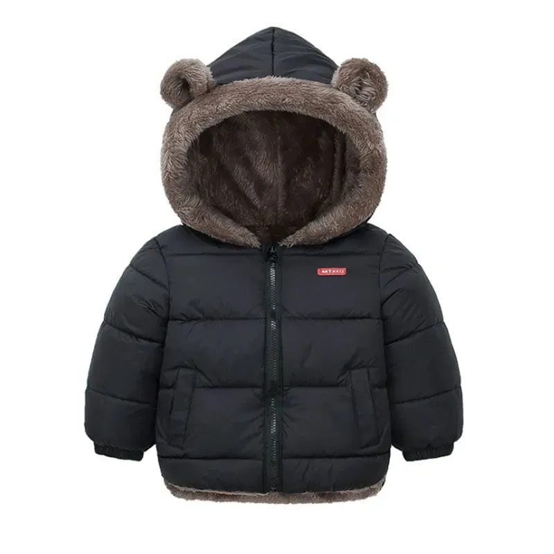 Children Coat 2023 Autumn Winter Thicken Jacket Boys Girls Solid Color Hooded Jackets Kids Parka Outerwear 2-6 Years