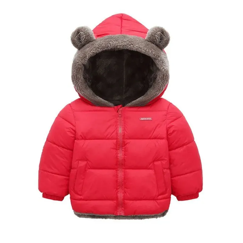 Children Coat 2023 Autumn Winter Thicken Jacket Boys Girls Solid Color Hooded Jackets Kids Parka Outerwear 2-6 Years