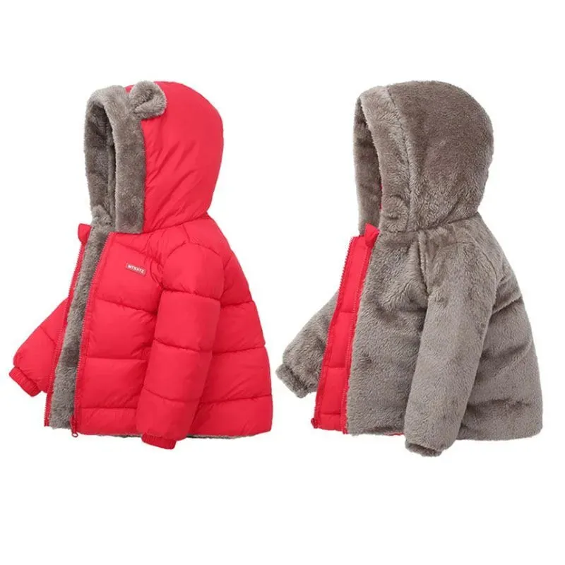 Children Coat 2023 Autumn Winter Thicken Jacket Boys Girls Solid Color Hooded Jackets Kids Parka Outerwear 2-6 Years