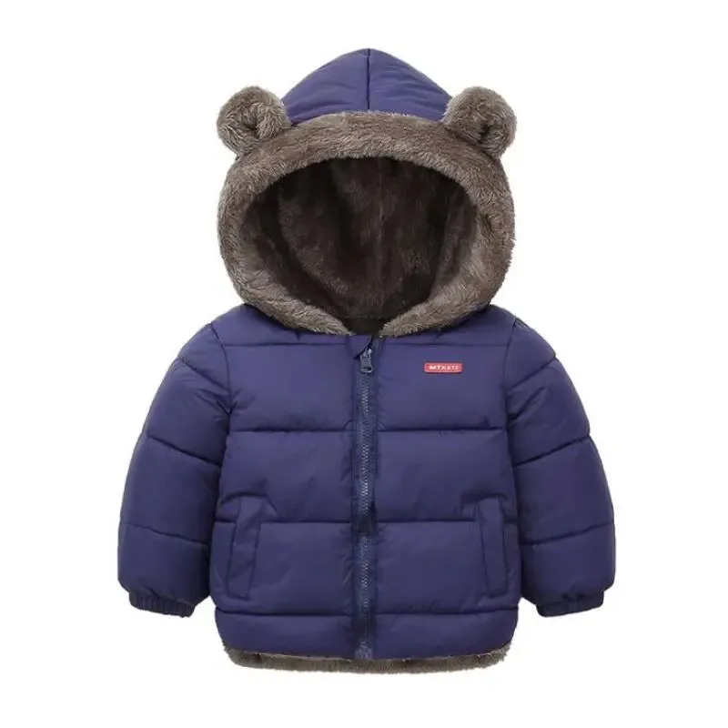 Children Coat 2023 Autumn Winter Thicken Jacket Boys Girls Solid Color Hooded Jackets Kids Parka Outerwear 2-6 Years