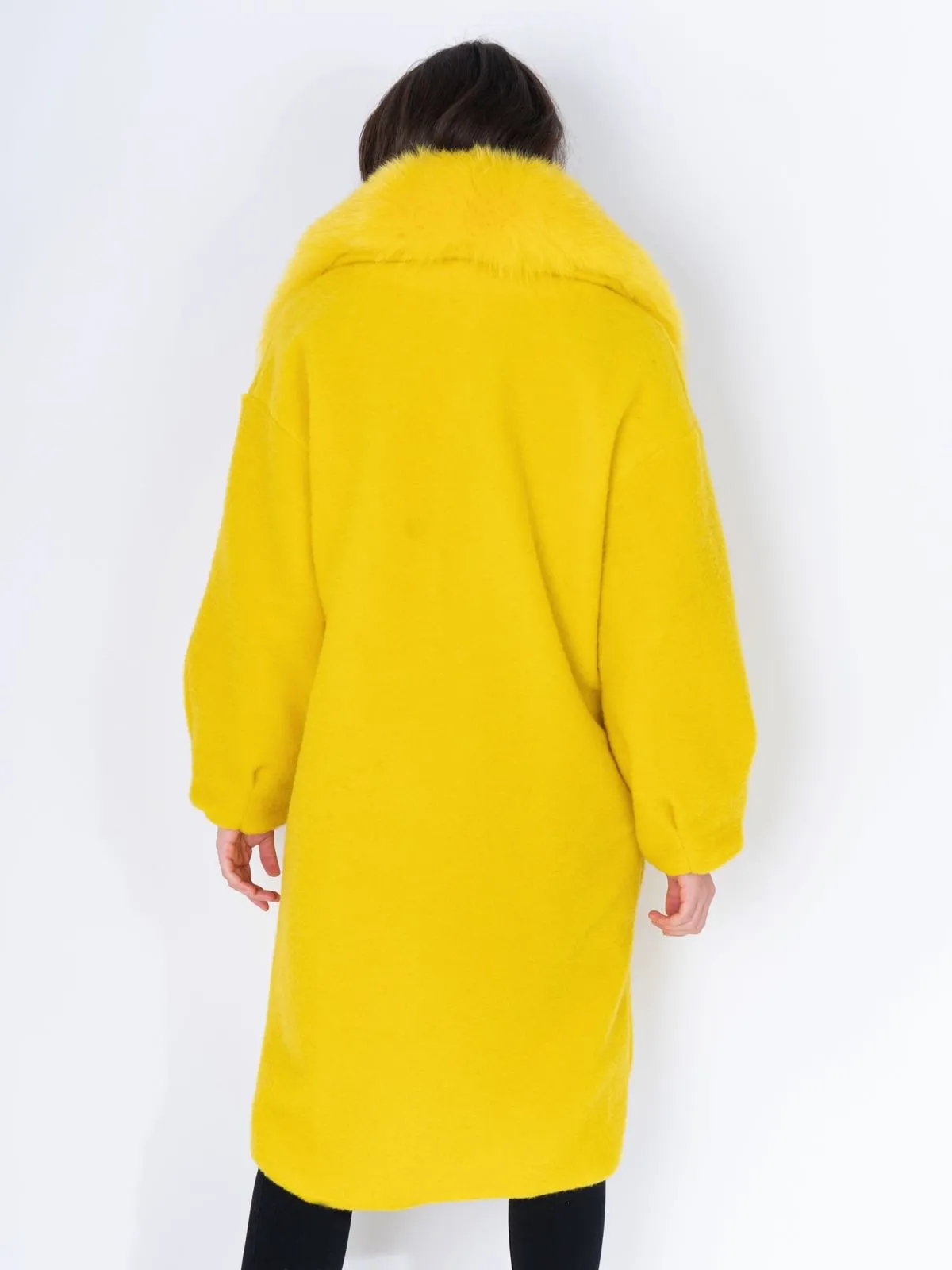 Coat fox Pockets And Neck Yellow