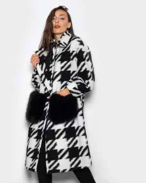 Coat With Fox pockets Black White Pattern