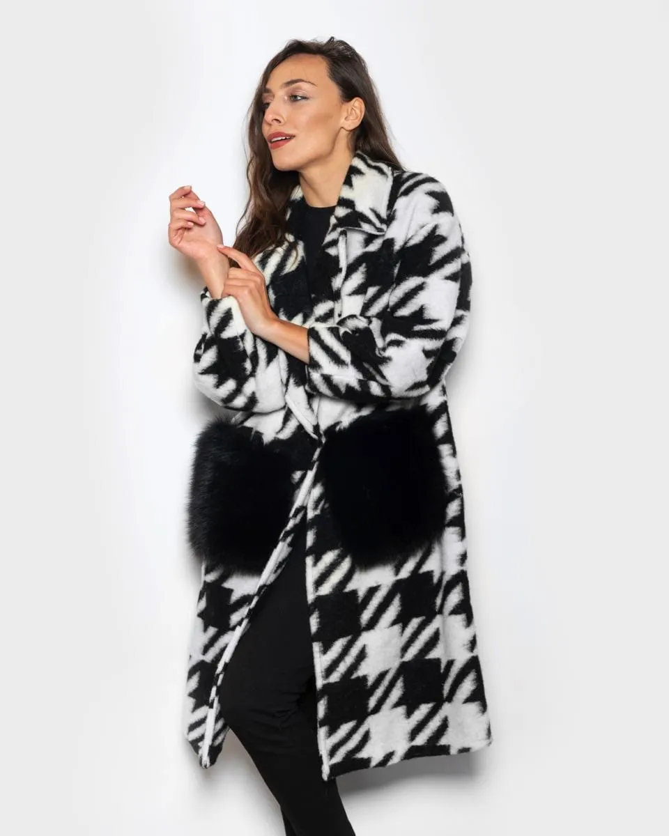 Coat With Fox pockets Black White Pattern